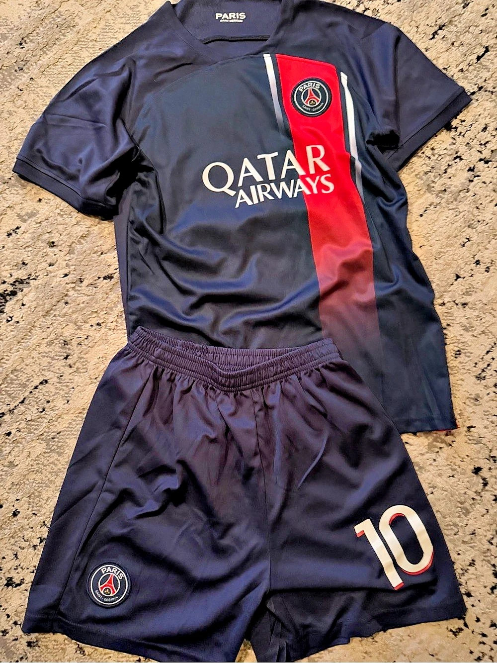 Paris Saint-Germain Neymar Jr. #10 PSG Soccer Jersey & Shorts Set NEW size 28 la